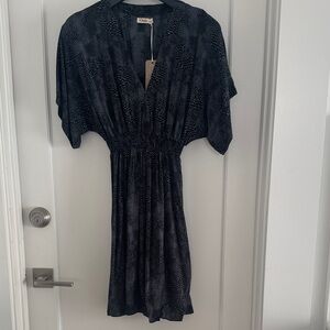 Khush Deep Navy Patterned Short Sleeve Dress